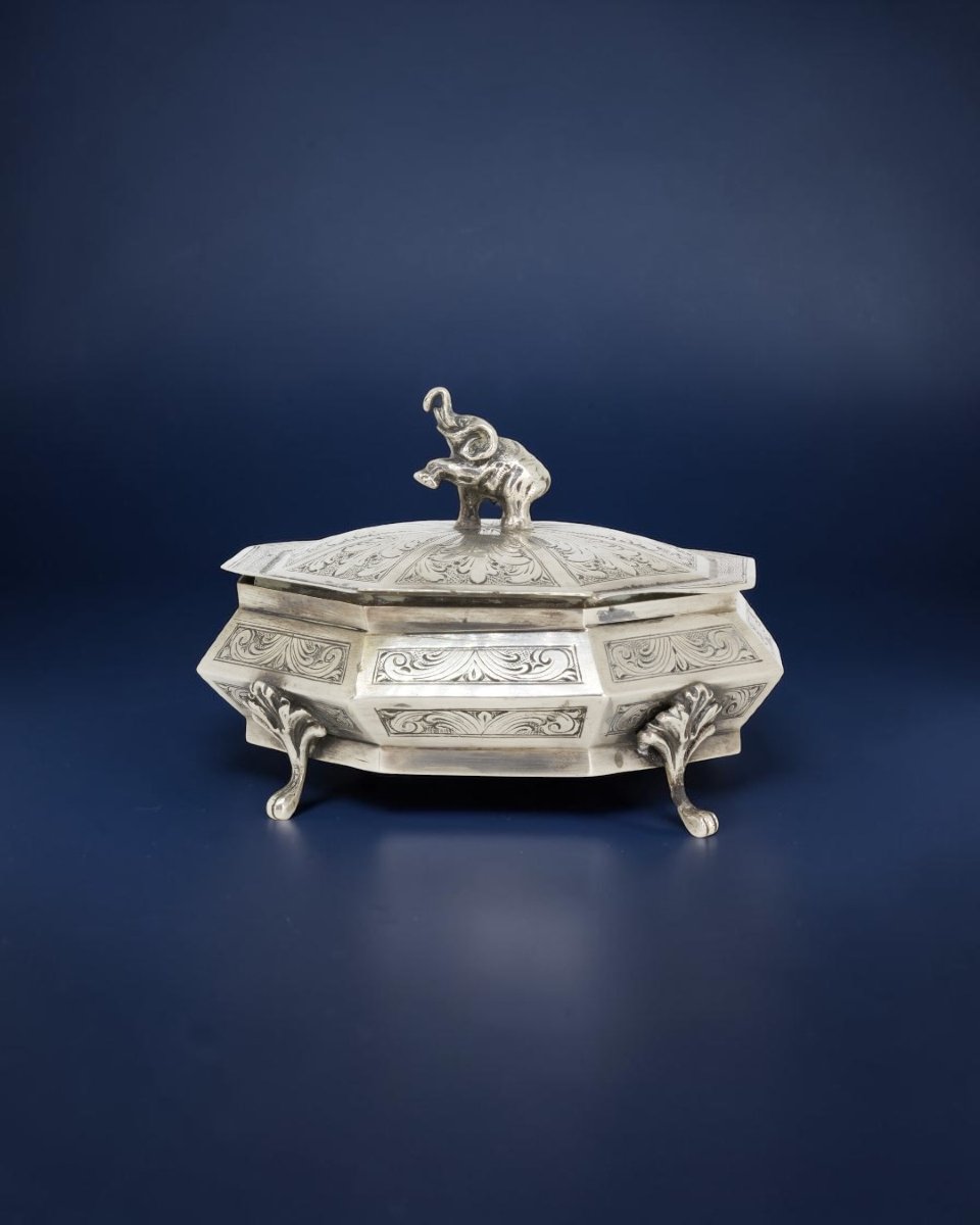 Boîte à bijoux en Argent 800 - Italie, milieu du XXe siècle-photo-3
